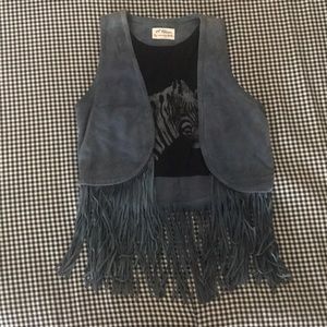 Leather fringed vest